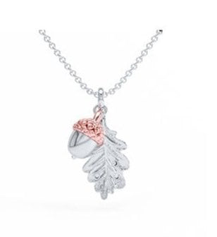 Royal Clogau Sterling Silver Oak Leaf Pendant with Topaz