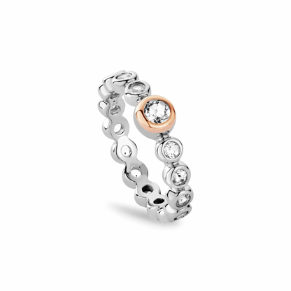 Clogau Celebration Sterling Silver Tennis Ring with Topaz