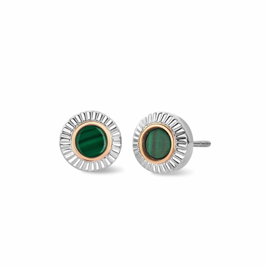 Reflections of Padarn Silver and Malachite Stud Earrings