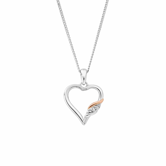 Past Present Future Sterling Silver Heart Pendant with Topaz