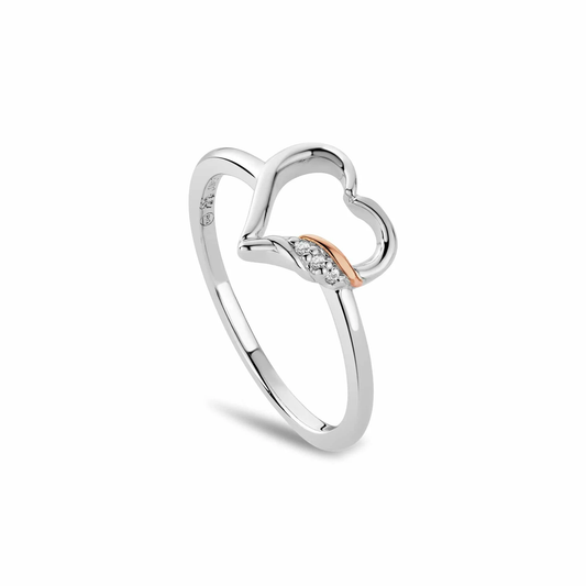 Past Present Future Sterling Silver Heart Ring with Topaz