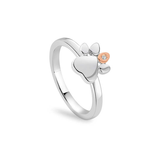 Paw Prints Sterling Silver Stacking Ring with Topaz