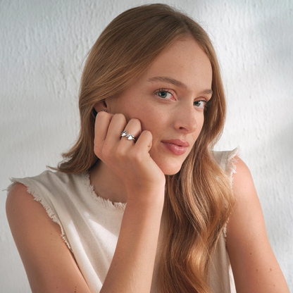 Paw Prints on My Heart Silver Stacking Ring