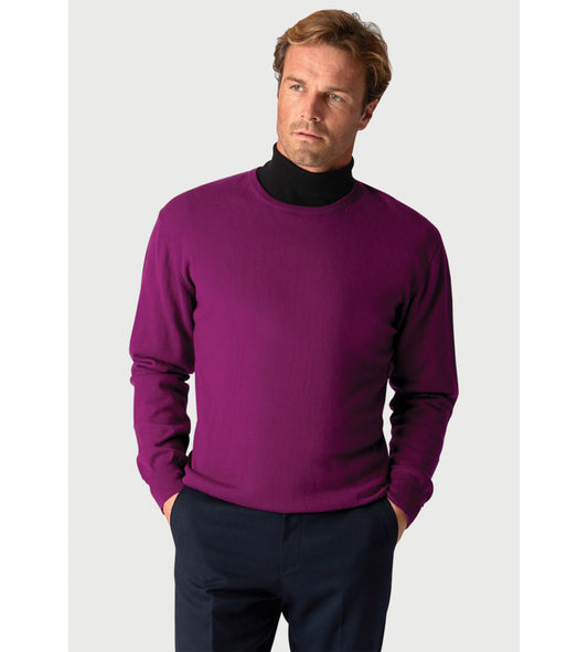 Devon Plum Cotton Merino Crew Neck Jumper