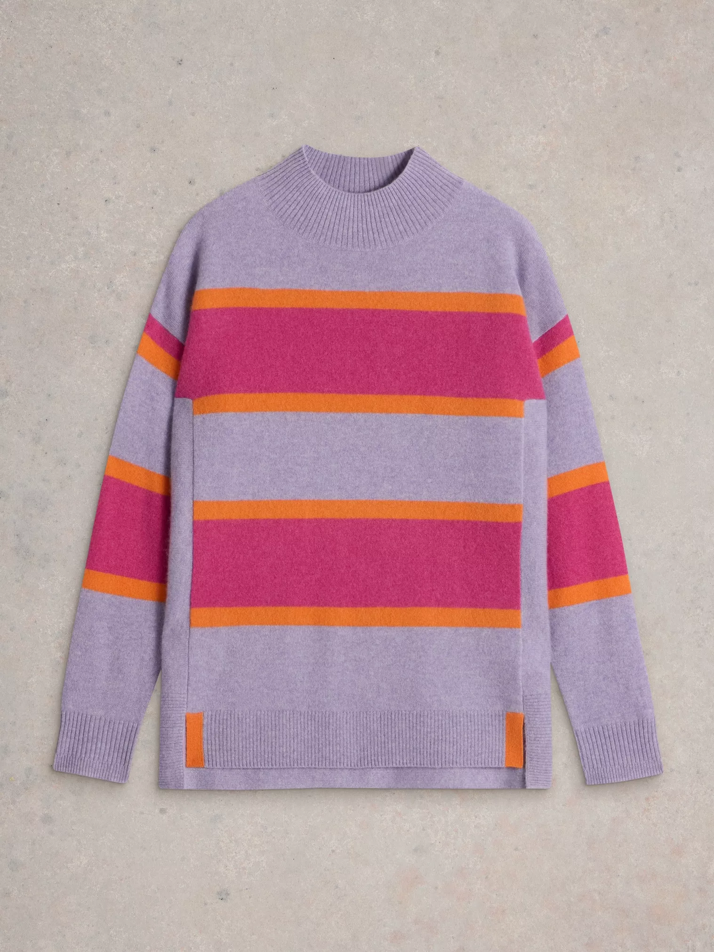 Holly High Neck Striped Cashmere Jumper