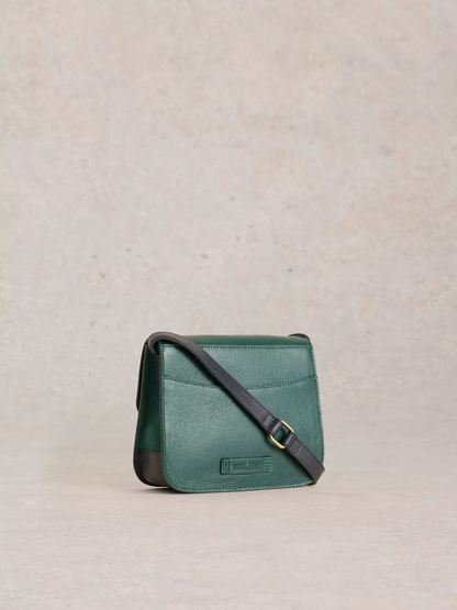 Eve Buckle Leather Satchel Dark Green