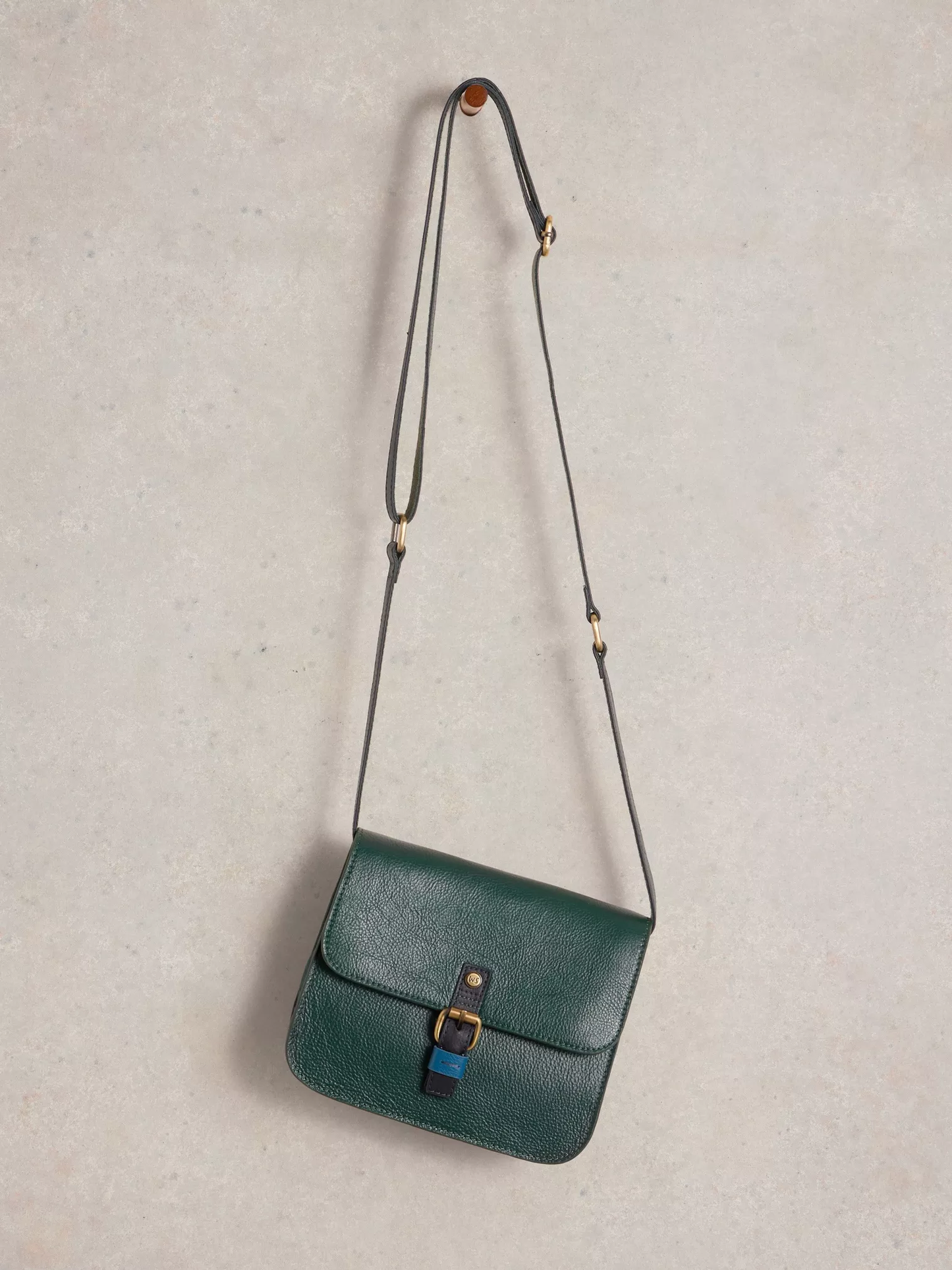 Eve Buckle Leather Satchel Dark Green