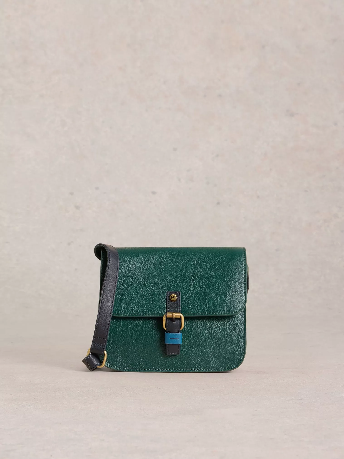 Eve Buckle Leather Satchel Dark Green