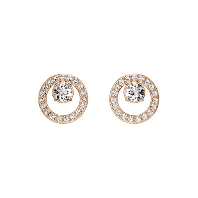 Creativity Small Circle Pierced Earrings in Crystal and Rose Gold Plate