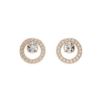 Creativity Small Circle Pierced Earrings in Crystal and Rose Gold Plate