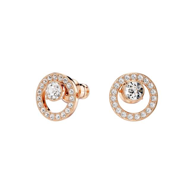 Creativity Small Circle Pierced Earrings in Crystal and Rose Gold Plate