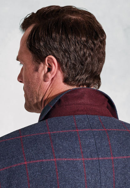 Regular Fit Edlingham Blue Check Wool Blend Jacket