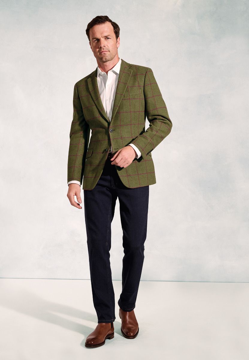 Regular Fit Edlingham Moss Check Wool Blend Jacket Nicholls
