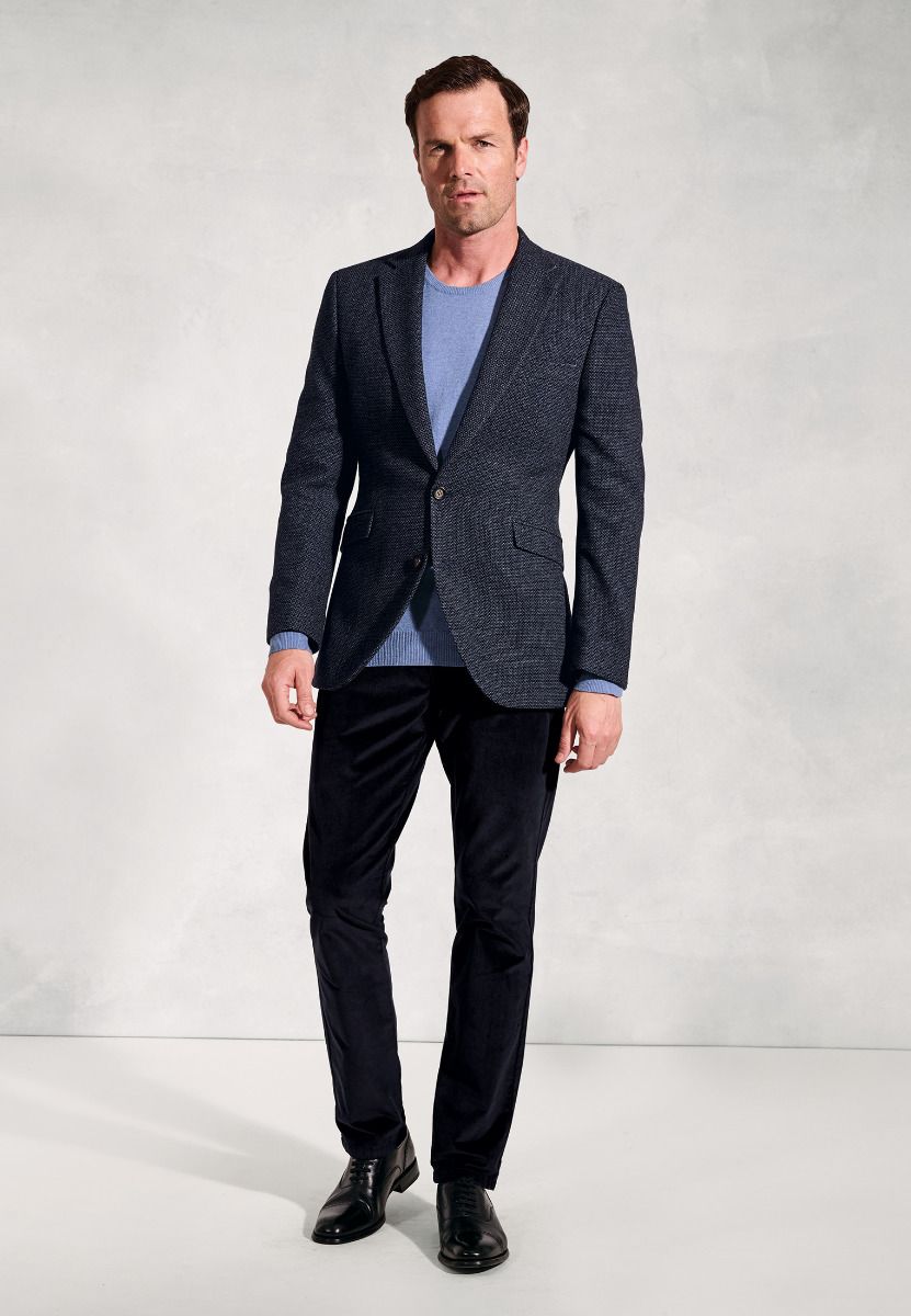 Tailored Fit Carberry Navy Puppytooth Wool Blend Jacket