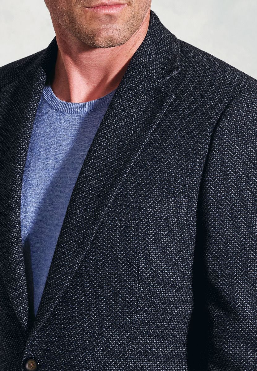 Tailored Fit Carberry Navy Puppytooth Wool Blend Jacket