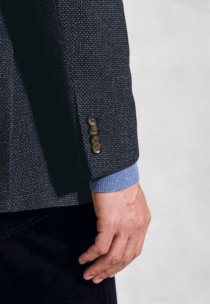 Tailored Fit Carberry Navy Puppytooth Wool Blend Jacket