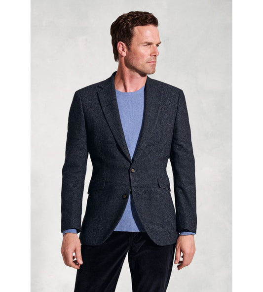 Tailored Fit Carberry Navy Puppytooth Wool Blend Jacket