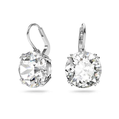 Millenia Round Drop Earrings, Rhodium Plated