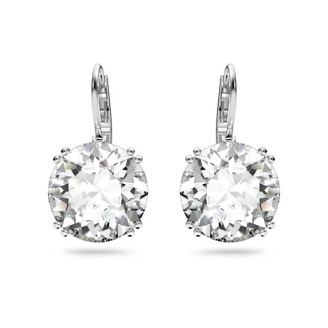 Millenia Round Drop Earrings, Rhodium Plated