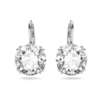 Millenia Round Drop Earrings, Rhodium Plated