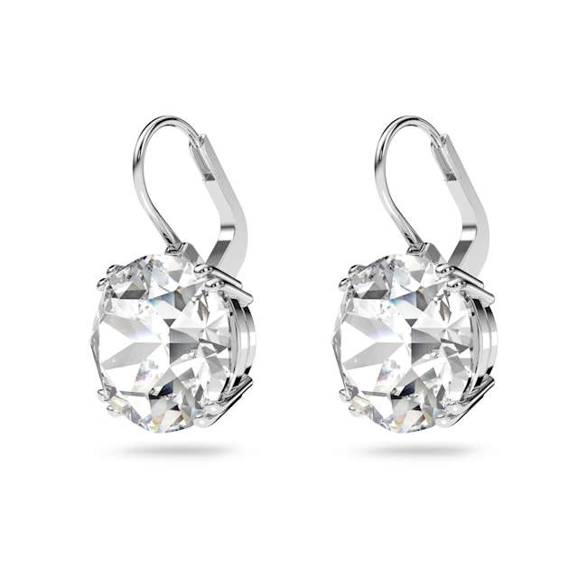 Millenia Round Drop Earrings, Rhodium Plated