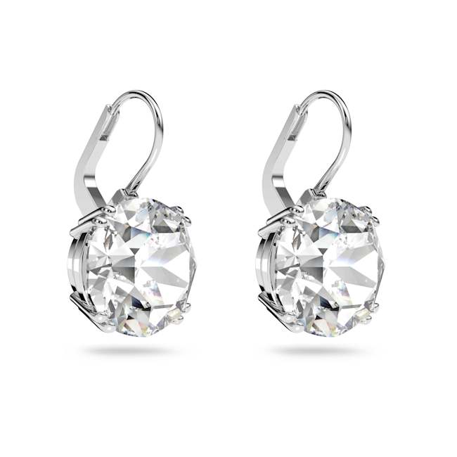 Millenia Round Drop Earrings, Rhodium Plated