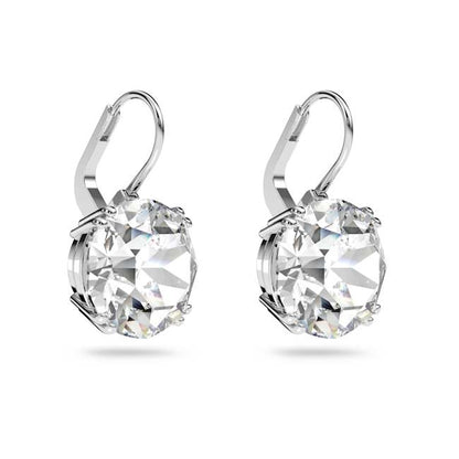 Millenia Round Drop Earrings, Rhodium Plated