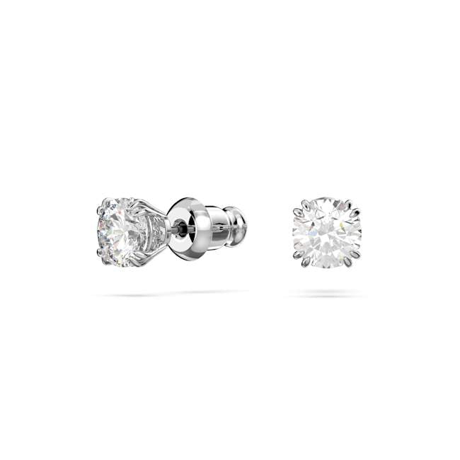 Stilla set, Round cut, White, Rhodium plated