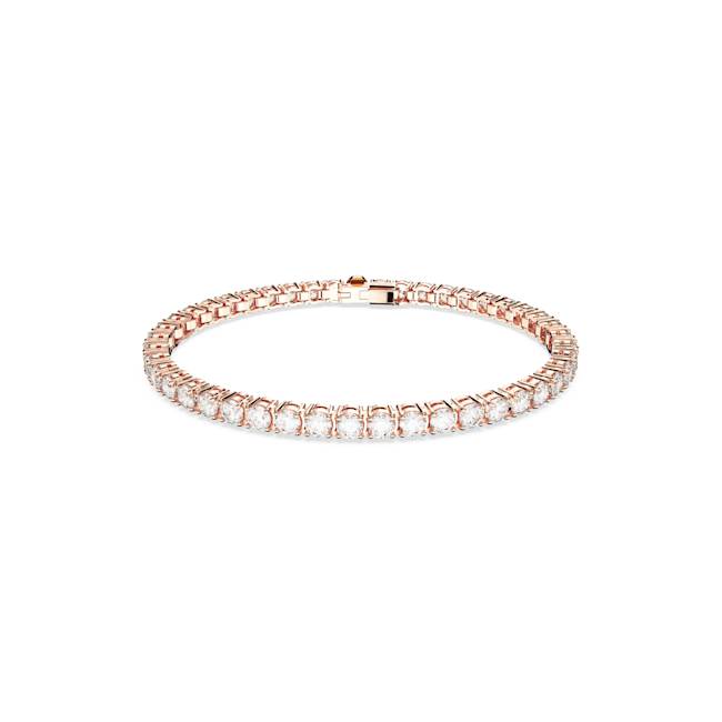 Matrix Tennis bracelet, Round cut, White, Rose gold-tone plated