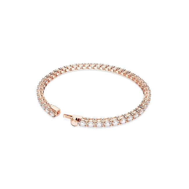 Matrix Tennis bracelet, Round cut, White, Rose gold-tone plated