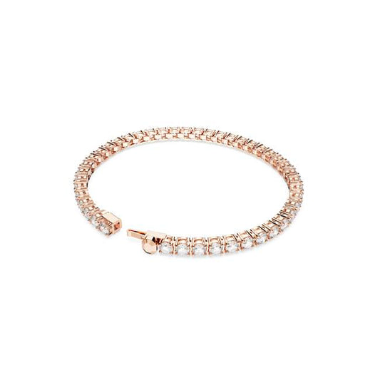 Matrix Tennis bracelet, Round cut, White, Rose gold-tone plated