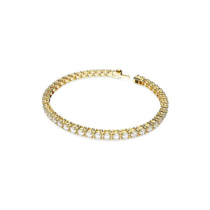 Matrix Tennis bracelet, Round cut, White, Gold-tone plated