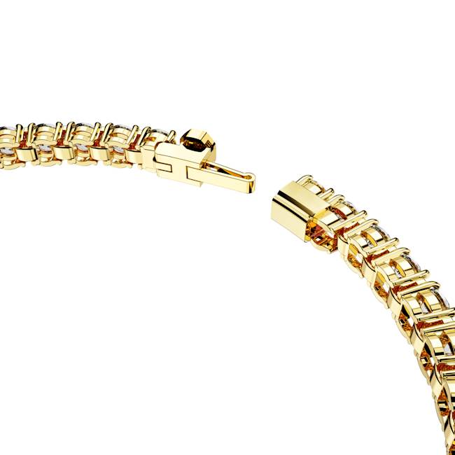 Matrix Tennis bracelet, Round cut, White, Gold-tone plated