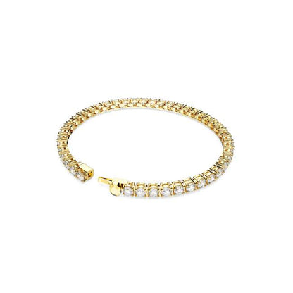 Matrix Tennis bracelet, Round cut, White, Gold-tone plated