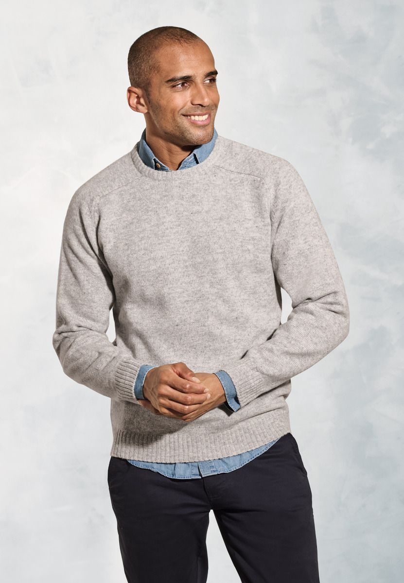 Charlbury Winter White Lambswool Crew Neck Jumper