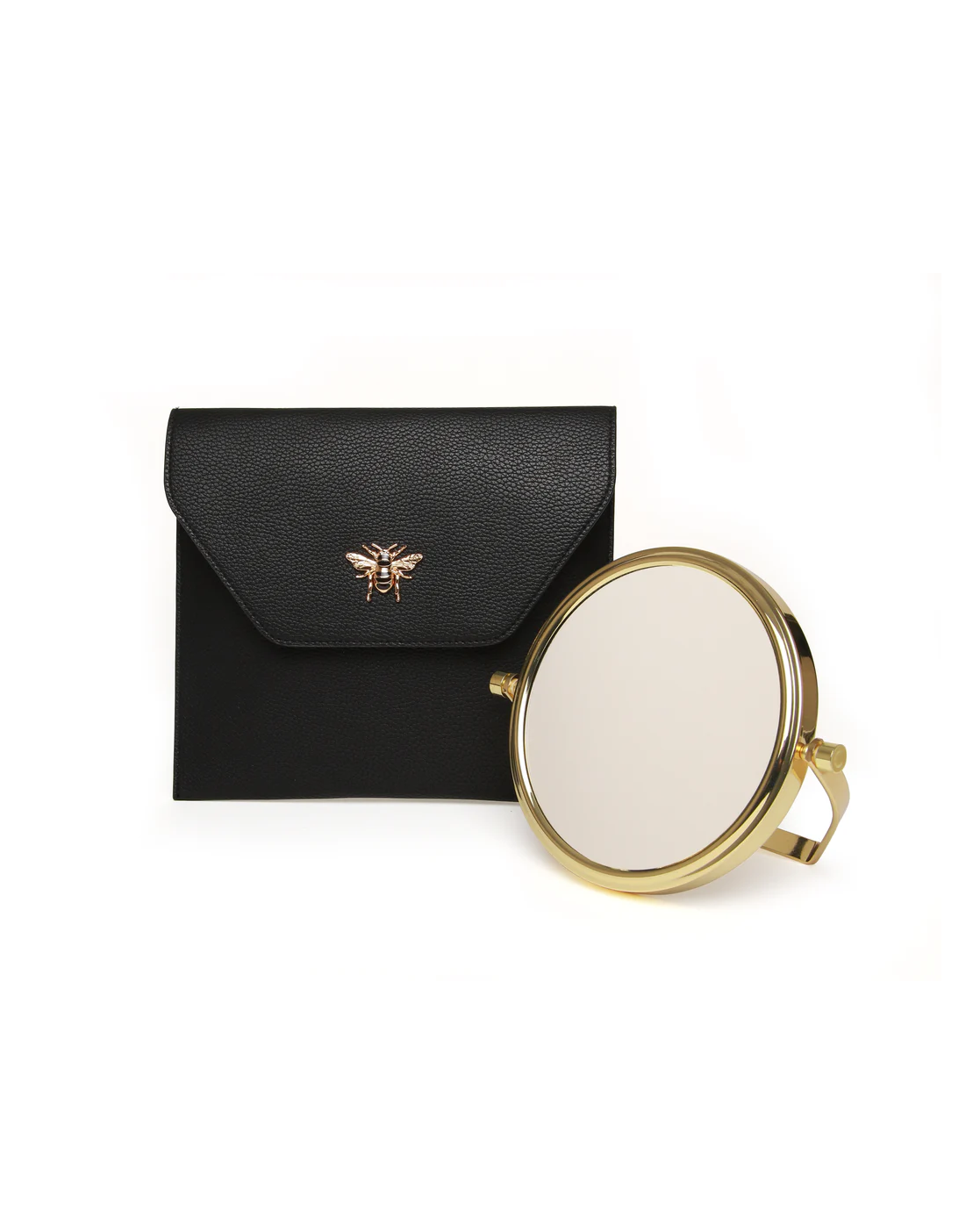 Black Luxury Travel Mirror and Case with 7x magnifying