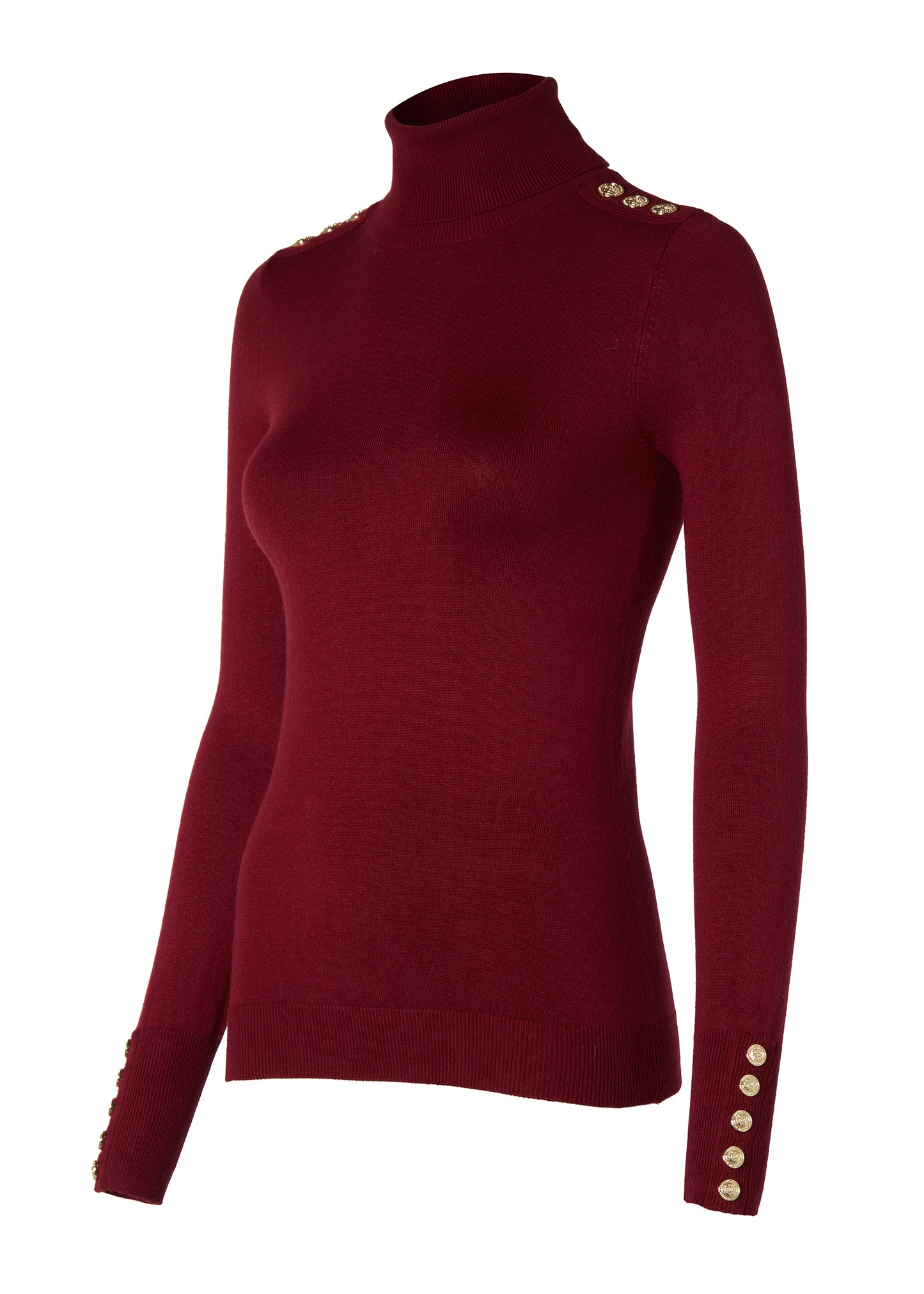 Buttoned Knit Roll Neck