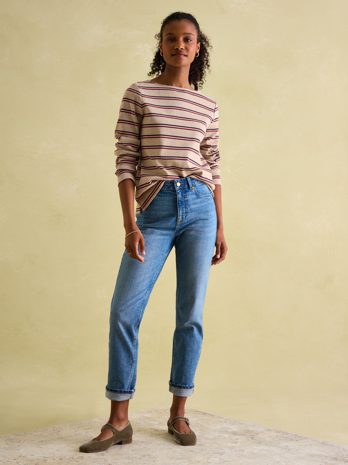 New Harbour Striped Boat Neck Breton Top