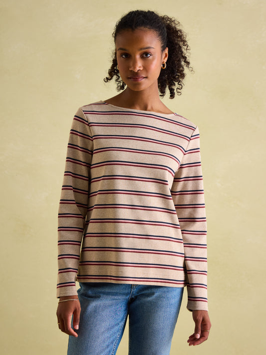 New Harbour Striped Boat Neck Breton Top