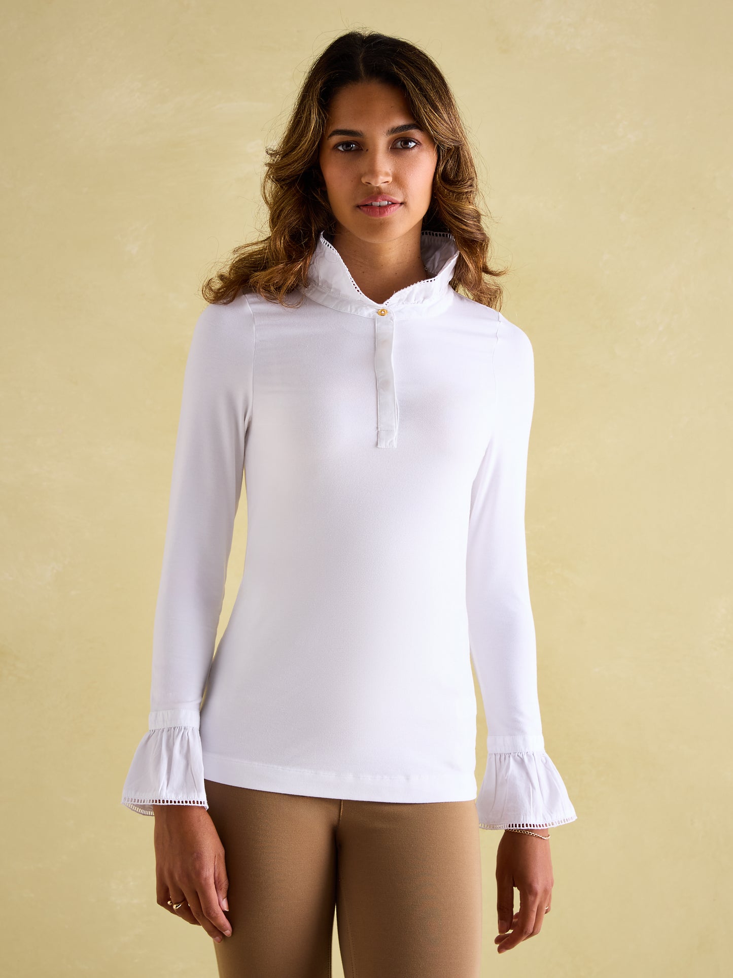 Kate Long Sleeve Frilled Neck Top