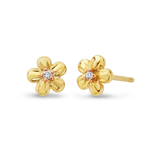 Forget Me Not Gold and Diamond Earrings