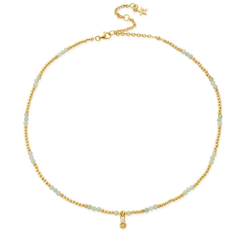 Gold Glistening Flower Bud Aventurine Choker Necklace