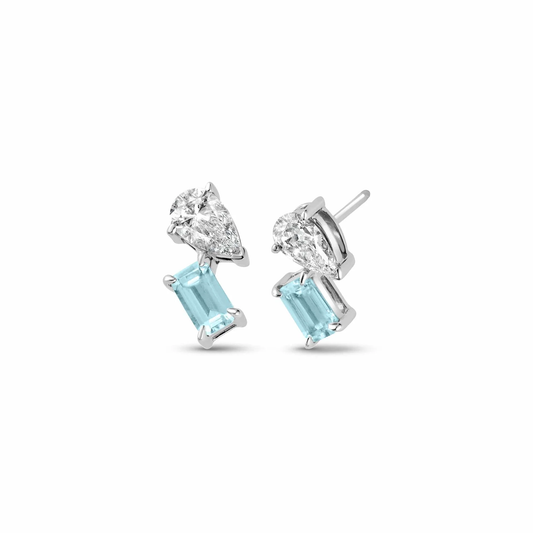 Ti a Fi White Gold, Diamond and Aquamarine Earrings