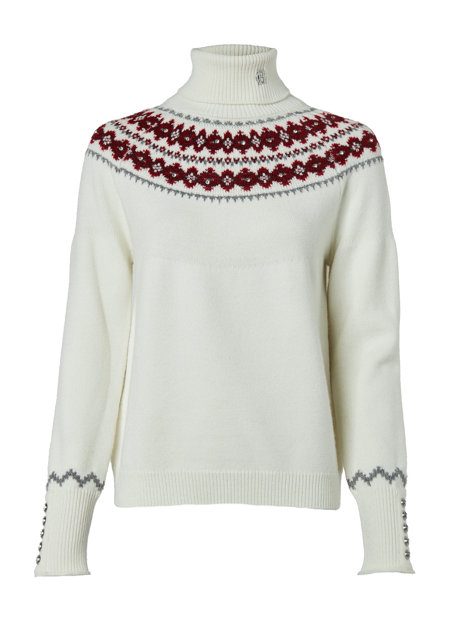 Jennifer Fairisle Roll Neck Knit (Natural)