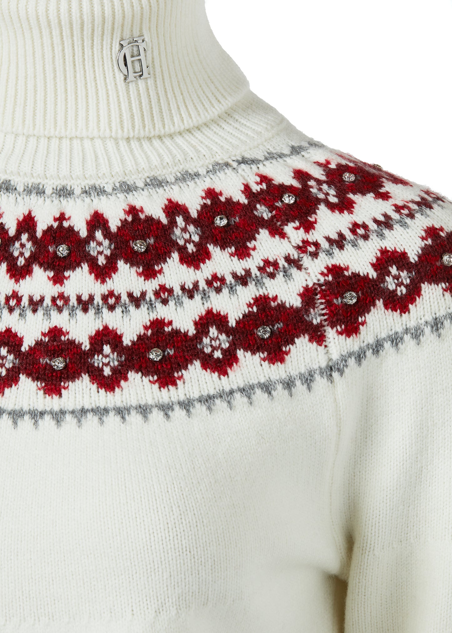 Jennifer Fairisle Roll Neck Knit (Natural)