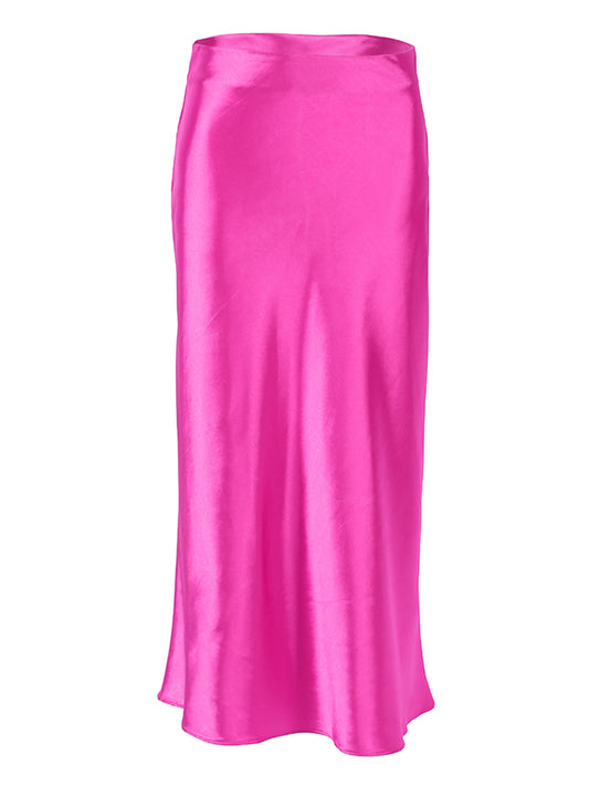 Mid Length Satin Skirt in Pink - Medium