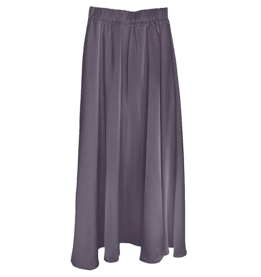 Long Length Full Satin Skirt in Grey