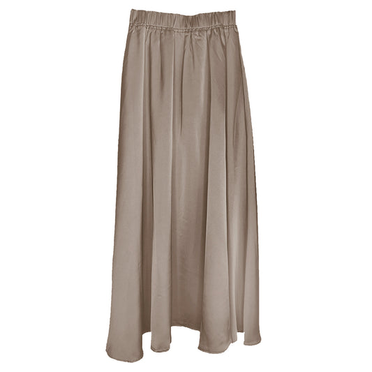 Long Length Full Satin Skirt in Mushroom