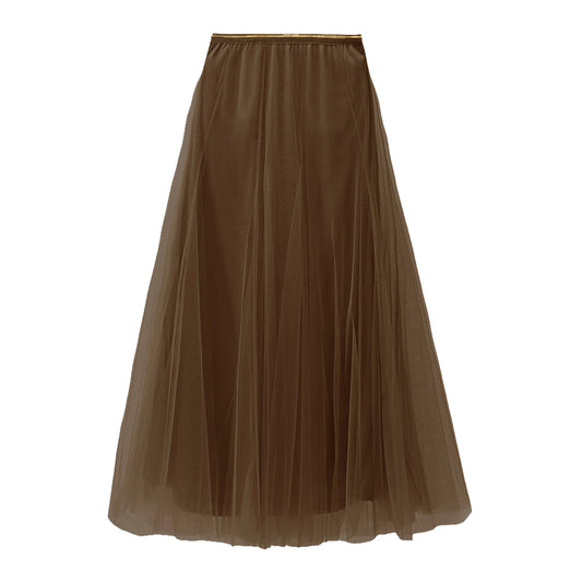 Tulle Layer Skirt in Bitter Chocolate - Small