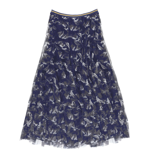 Tulle Layer Skirt in Navy Camo Print - Large